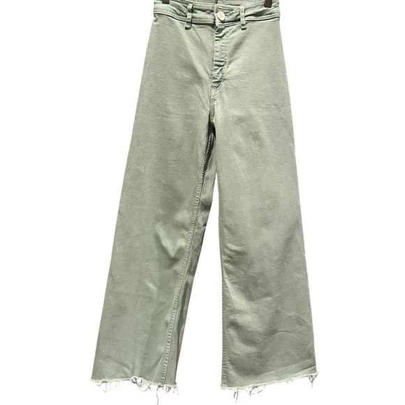 Zara Pants - Zara Seafoam Green Raw Hem High Waist Wide Leg Jeans Women’s Size 2
